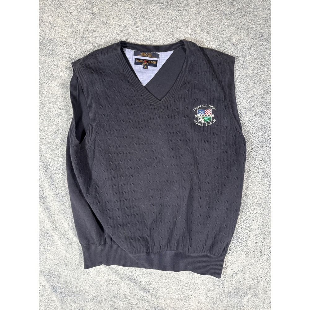 Tommy Hilfiger Golf Mens Navy Blue 100th US Open Pebble Beach Sweater Vest M